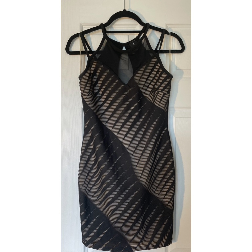 Black and Tan Mini Dress
